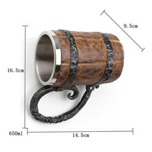 Load image into Gallery viewer, Wooden Barrel Stainless Steel Resin 3D Beer Mug