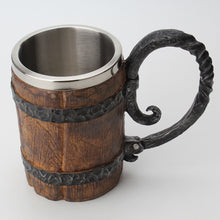 Load image into Gallery viewer, Wooden Barrel Stainless Steel Resin 3D Beer Mug
