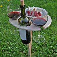 Load image into Gallery viewer, Mini Wooden Picnic  Wine Table with Foldable Round Desktop
