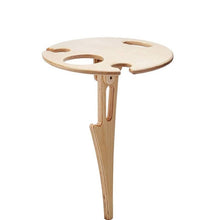 Load image into Gallery viewer, Mini Wooden Picnic  Wine Table with Foldable Round Desktop
